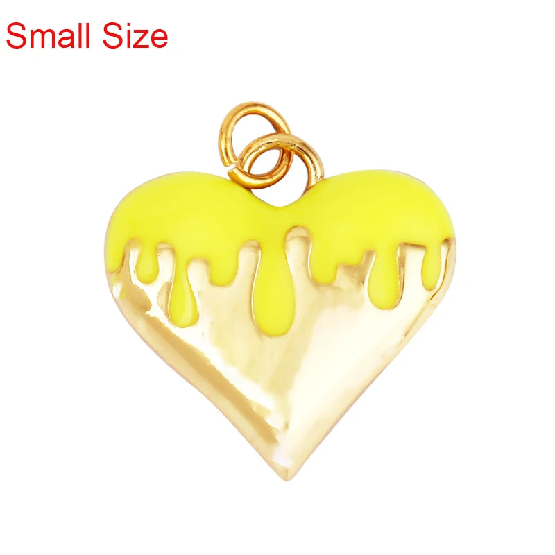 Enamel Flowing Heart Charm Pendant Valentine Gift,18K Real Gold Plated Colour,Necklace  Pendant for Handmade Jewelry Supply M92