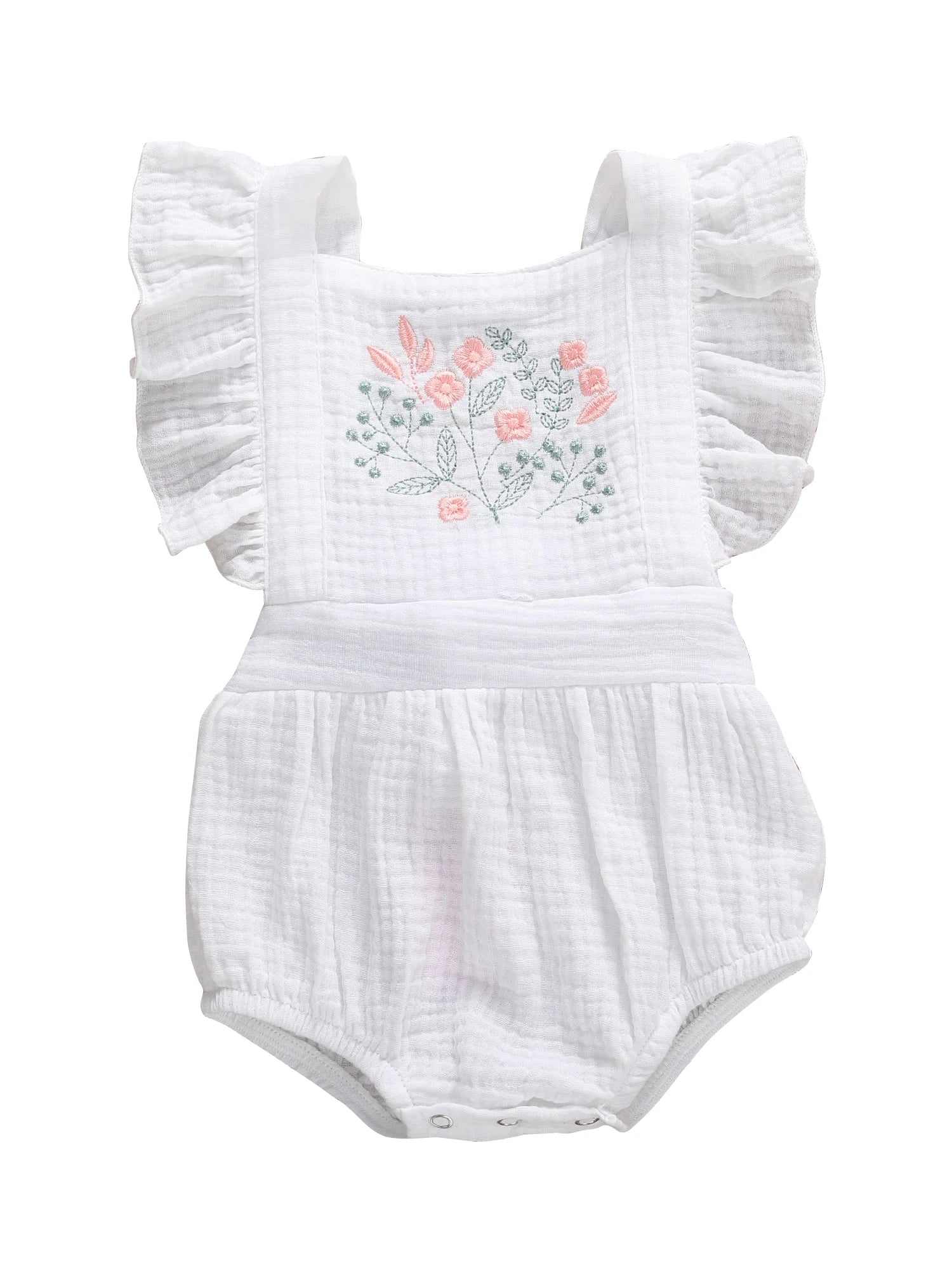 Citgeett Summer Newborn Infant Baby Girls Flowers Print Ruffles Short Sleeve Cotton Backless Lovely Jumpsuits Headband Clothes