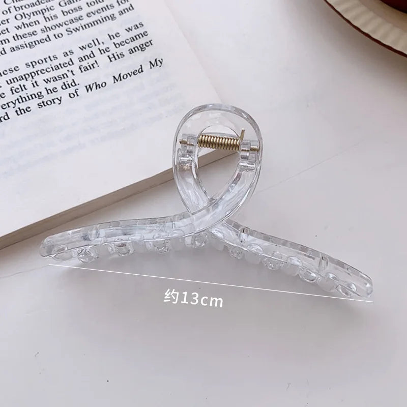 Fashion Hair Clips for Women Plastic Claw Clip Colorful Solid Color Cross Large 13cm Hair Clip Girls Hair Claw Hair Accessories