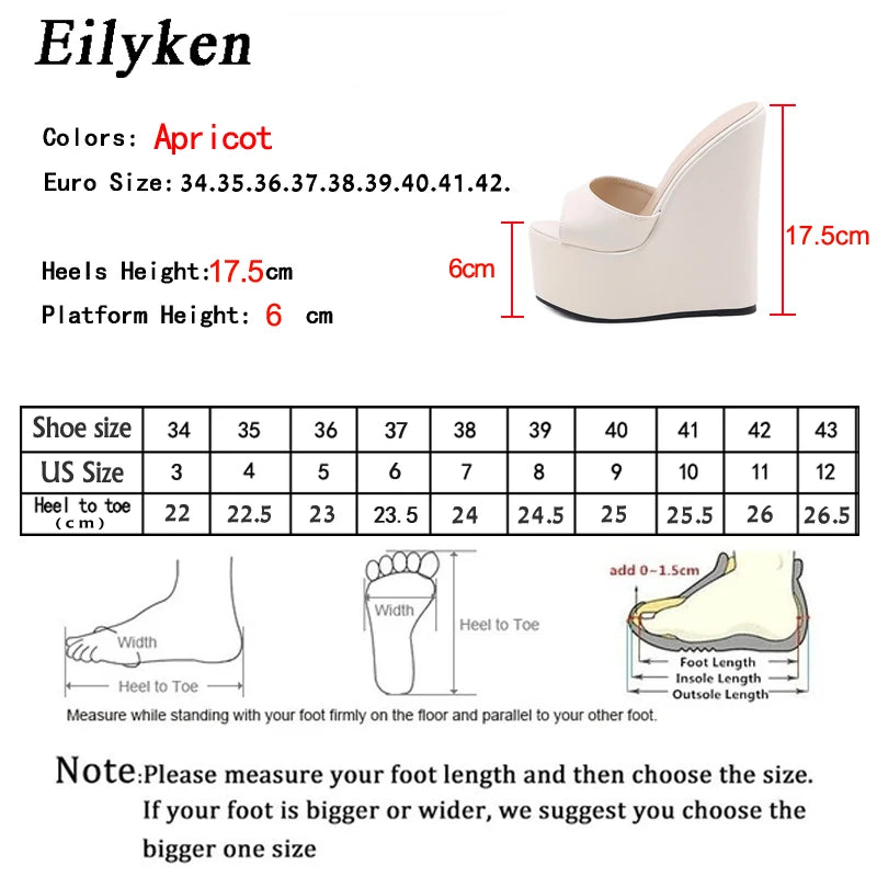 Eilyken Summer Fashion Platform Wedge Peep Toe Slippers Women Sexy Super High Heels Sandals Size 35-42