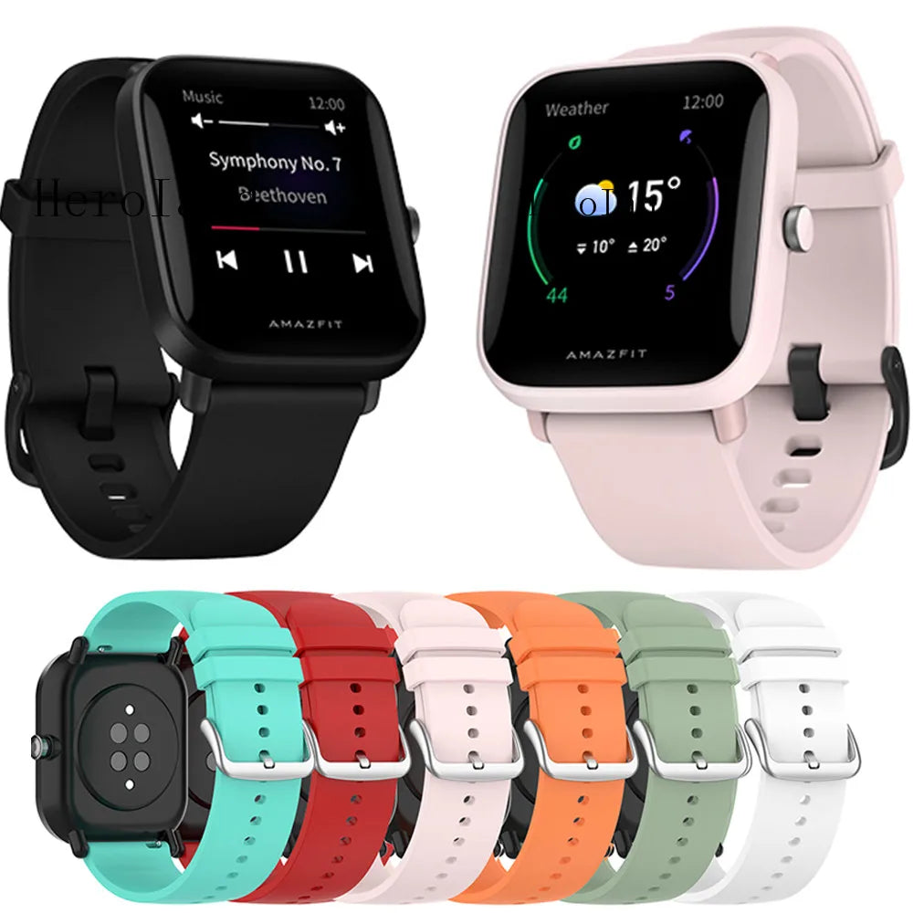 20mm 22mm Watchstrap band For Amazfit Bip U Pro / Bip S Lite /Amazfit Stratos 3 2 2s pace Strap Sport Silicone Smart Wristbands