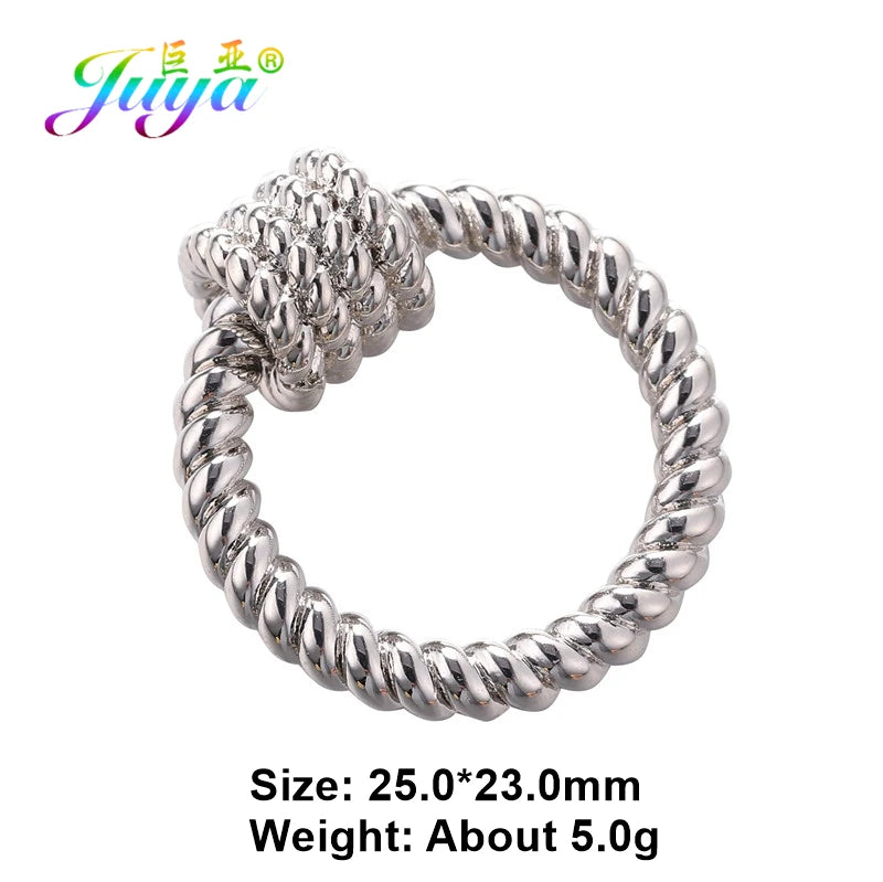 Juya Handmade Creative 18K Gold Plated Brass Screw Locks Carabiner Clasps Accessories For DIY Mesh Chains Pendant Jewelry Making