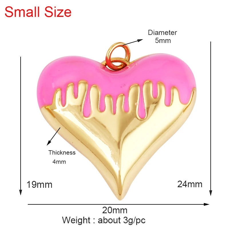 Enamel Flowing Heart Charm Pendant Valentine Gift,18K Real Gold Plated Colour,Necklace  Pendant for Handmade Jewelry Supply M92