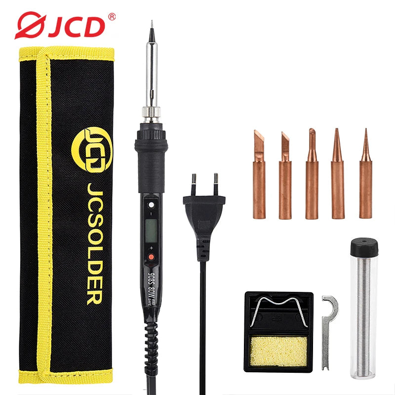 JCD Electric Soldering Iron 80W LCD Digital Display Adjustable Temperature Soldering Iron Tips 220V/110V Welding Solder Tools