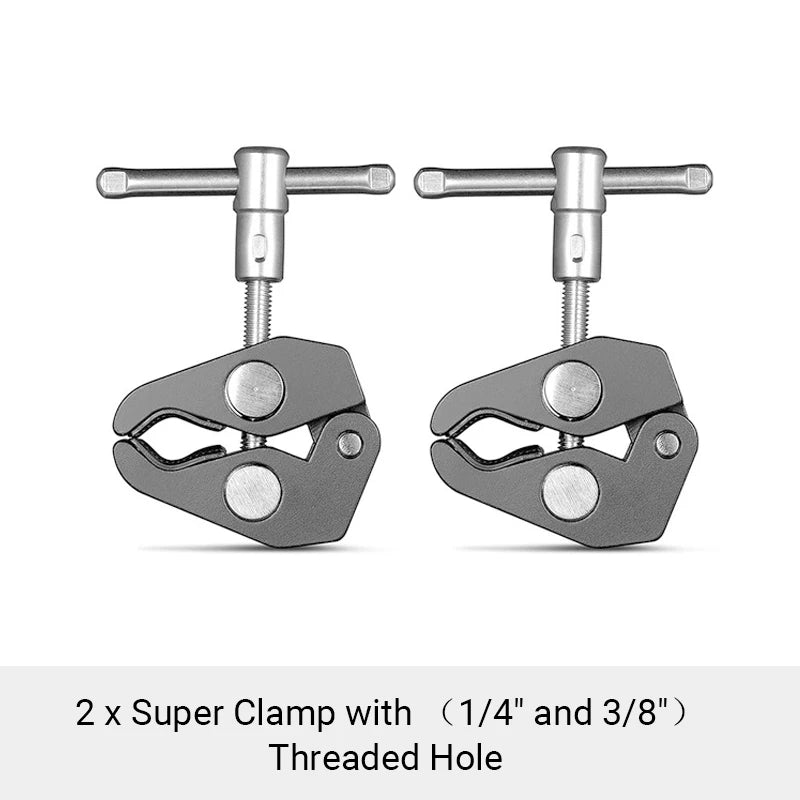 SmallRig Super Clamp with 1/4 and 3/8 Thread 2pcs Pack For 15mm-44mm Rods Cameras Lights Umbrellas Hhooks Shelves Camera Clamp