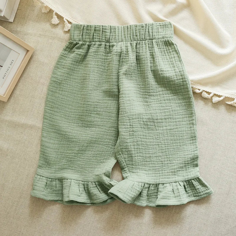 100% Cotton Girls Flared Pants Summer New Style Children's Solid Color Casual And Comfortable Ankle-Length Trousers TZ68