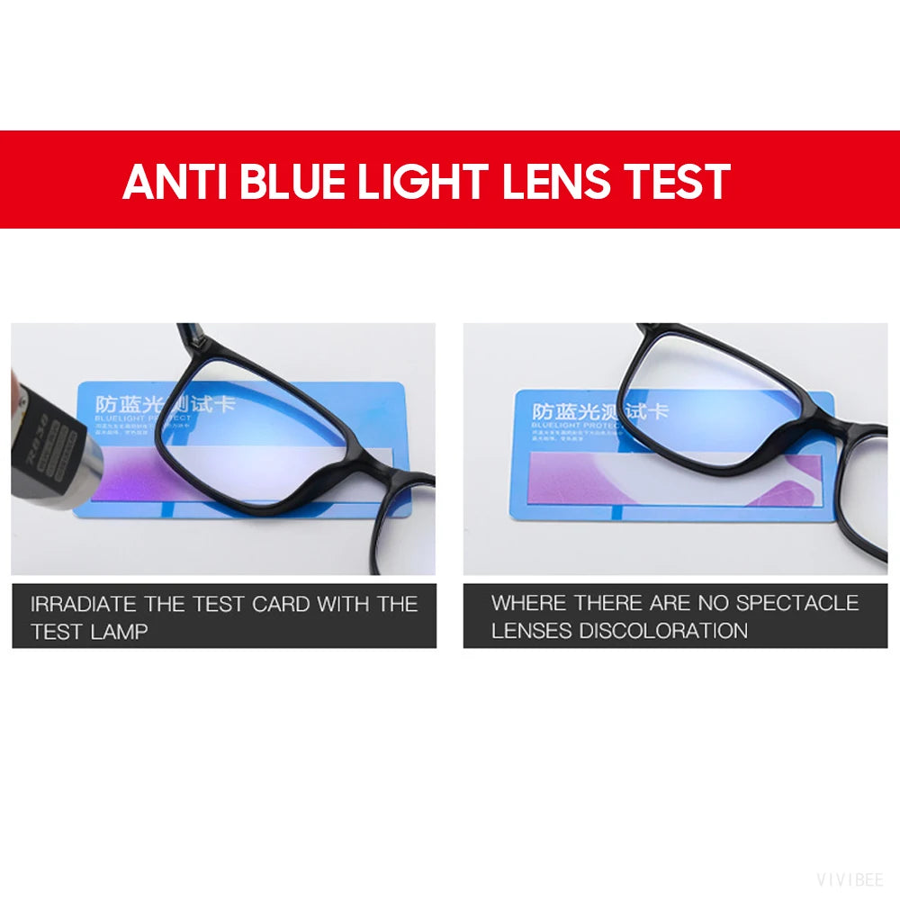 VIVIBEE Classic Square Blue Light Blocking Men Glasses Computer Gaming TR90 Black Anti Ray Eyeglasses Better Sleep Clear Eyewear