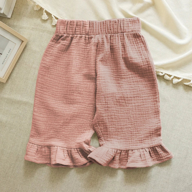 100% Cotton Girls Flared Pants Summer New Style Children's Solid Color Casual And Comfortable Ankle-Length Trousers TZ68