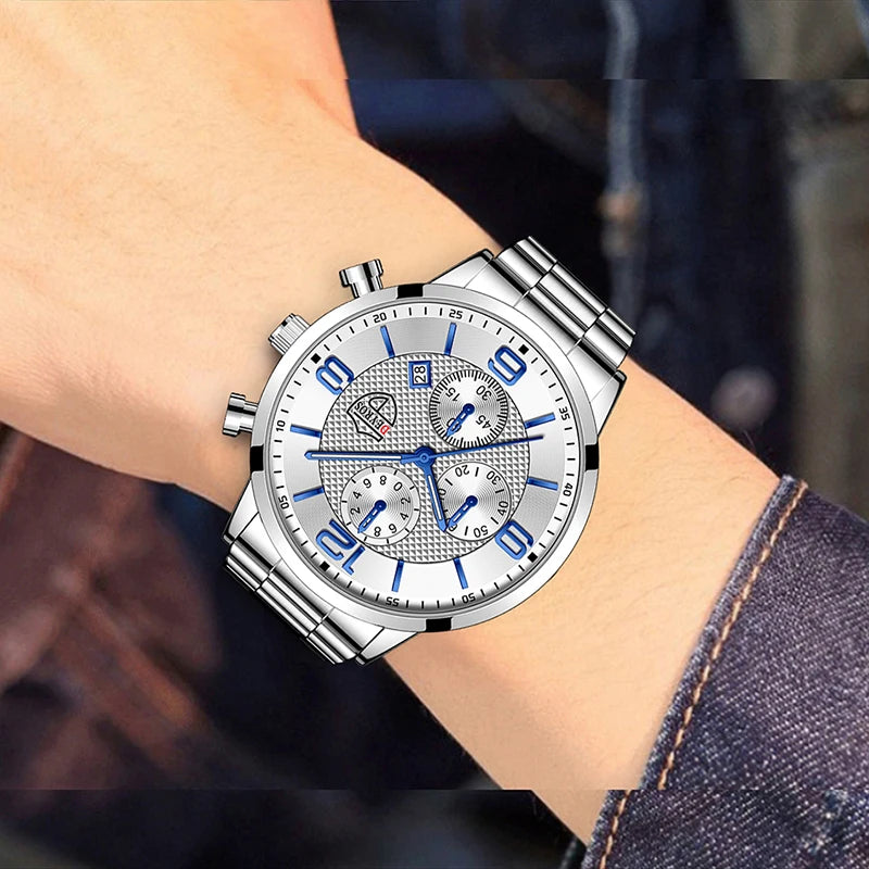 reloj hombre Luxury Business Men Watchs Quartz WristWatch Male Leather Calendar Luminous Clock relogio masculino