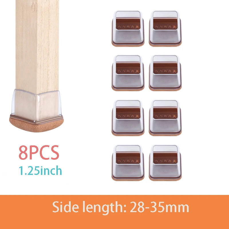 8PCS Thick Rubber Chair Leg Protector Covers Felt Bottom Furniture Pads Floor Protectors Caps to Reduce Noise And Prevent Scratc