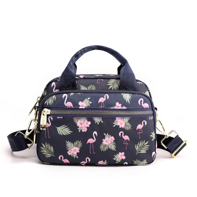 Small Printing Women Shoulder bag High Quality Female Messenger Bag Ladies Nylon portable Phone CrossBodyTote Bag Flower Purple