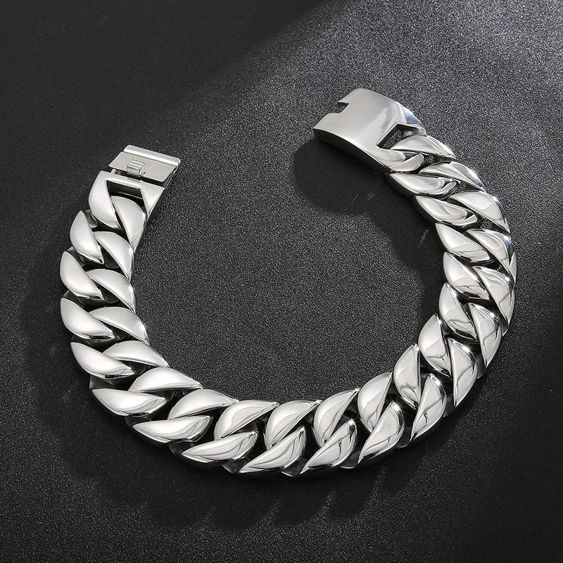 Kalen 20mm/31mm Punk Men's Women's Stainless Steel Necklace Heavy Larger Necklace Curb Cuban Chain Choker Jewelry 40/42cm Length