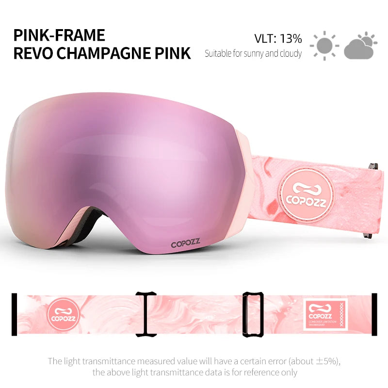 COPOZZ Ski Goggles Men Women UV400 Anti-fog Ski Eyewear Snow Glasses Adult Snowboard Goggle with Night Yellow Lens and Case Set