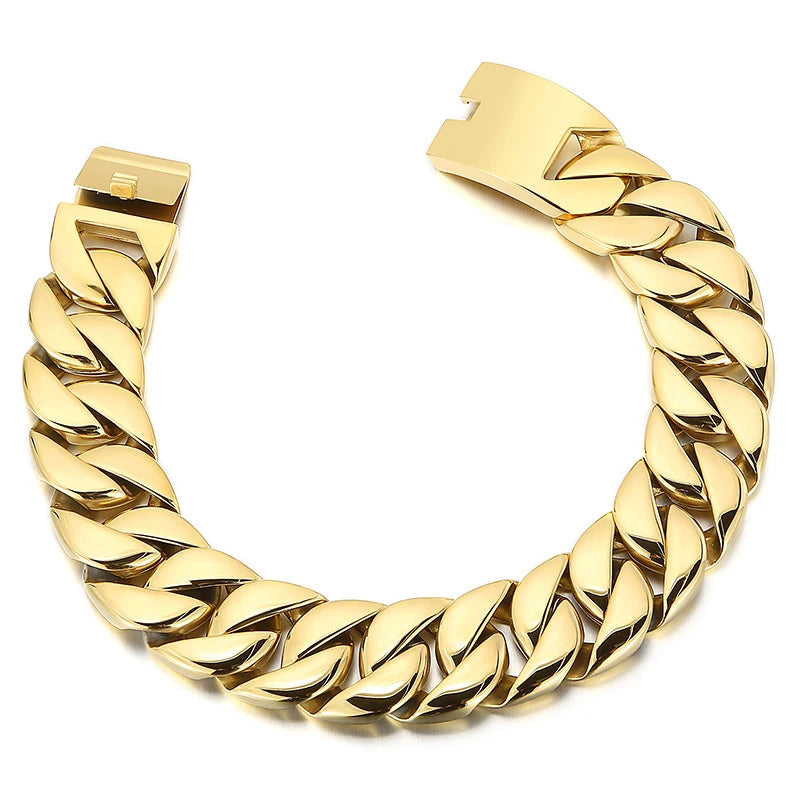 Kalen 20mm/31mm Punk Men's Women's Stainless Steel Necklace Heavy Larger Necklace Curb Cuban Chain Choker Jewelry 40/42cm Length
