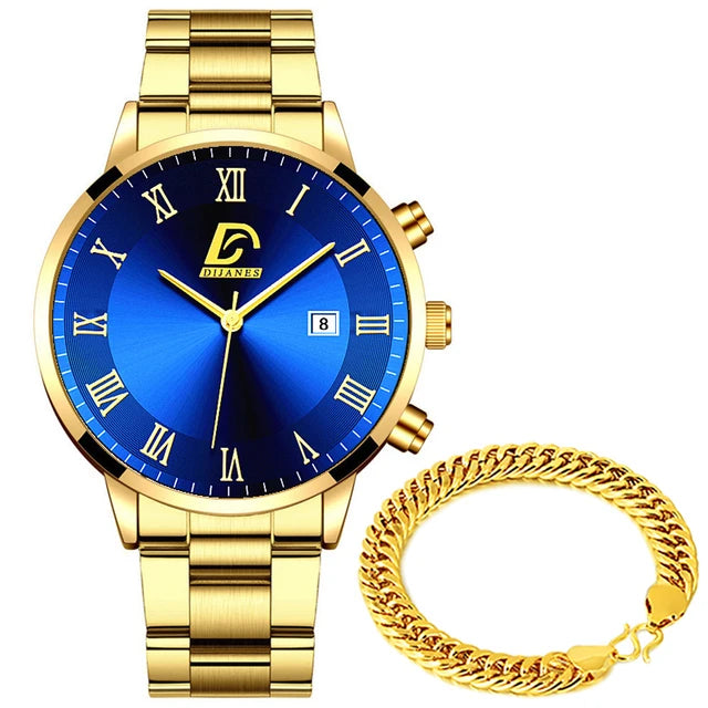reloj hombre Fashion Mens Watches Luxury Stainless Steel Calendar Quartz Wrist Watch Men Business Bracelets Watch montre homme