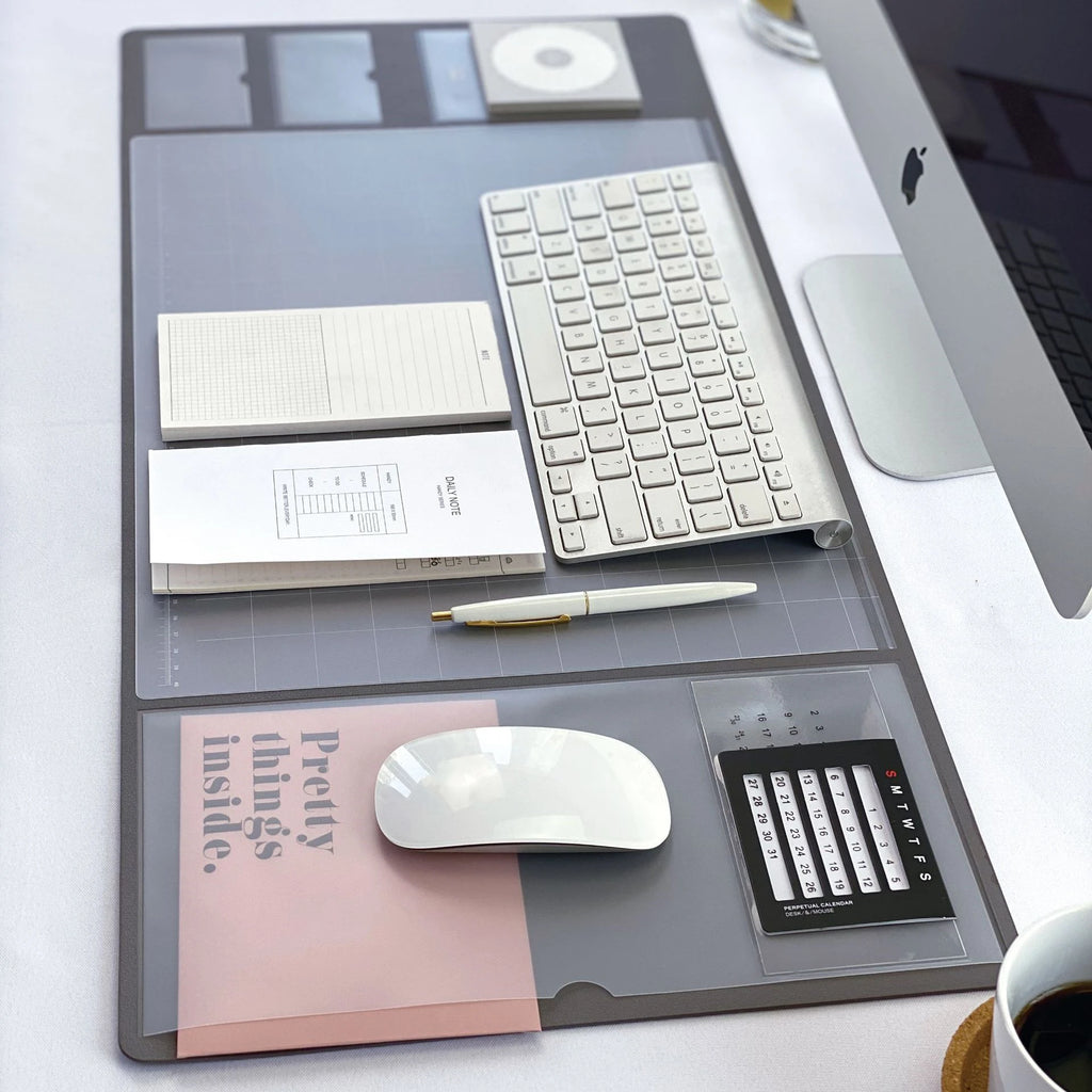 Multifunctional Large XXL PU Mouse Pad Student Writing Pad Business Desk Mat Laptop Organizer with Calendar Scale Card Slot