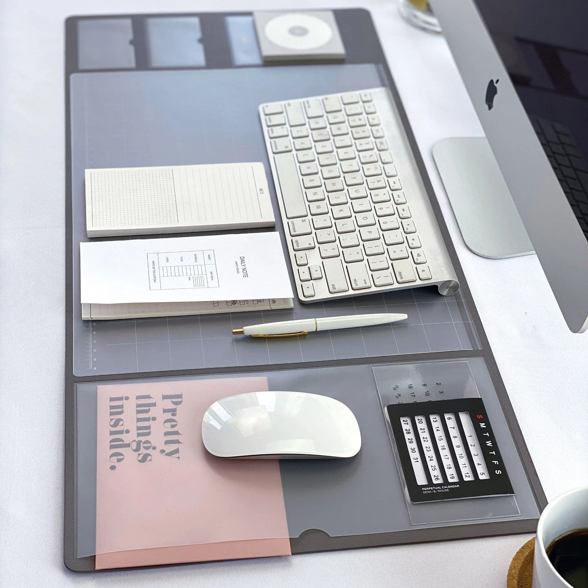 Multifunctional Large XXL PU Mouse Pad Student Writing Pad Business Desk Mat Laptop Organizer with Calendar Scale Card Slot