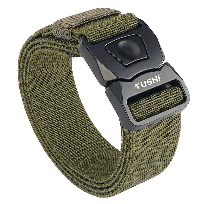 VATLTY New Men's Elastic Belt Matte Black Alloy Buckle Quick Release Tactical Outdoor Belt Military Army Girdles Male Waistband