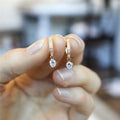 Huitan Fashion Simple Gold Color Women Drop Earrings with Round CZ Charm Creative Accessories Fancy Gifts Statement Jewelry