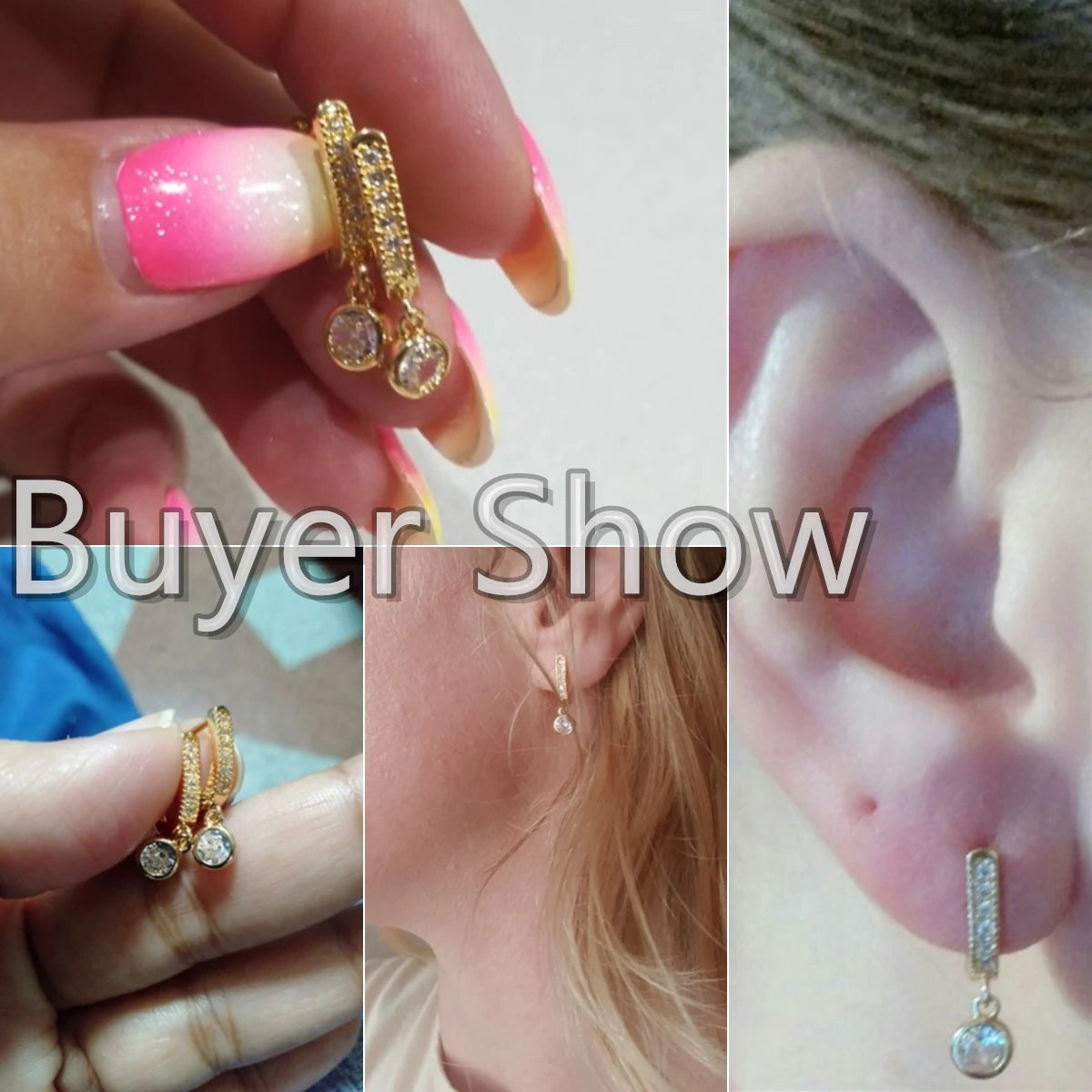 Huitan Fashion Simple Gold Color Women Drop Earrings with Round CZ Charm Creative Accessories Fancy Gifts Statement Jewelry