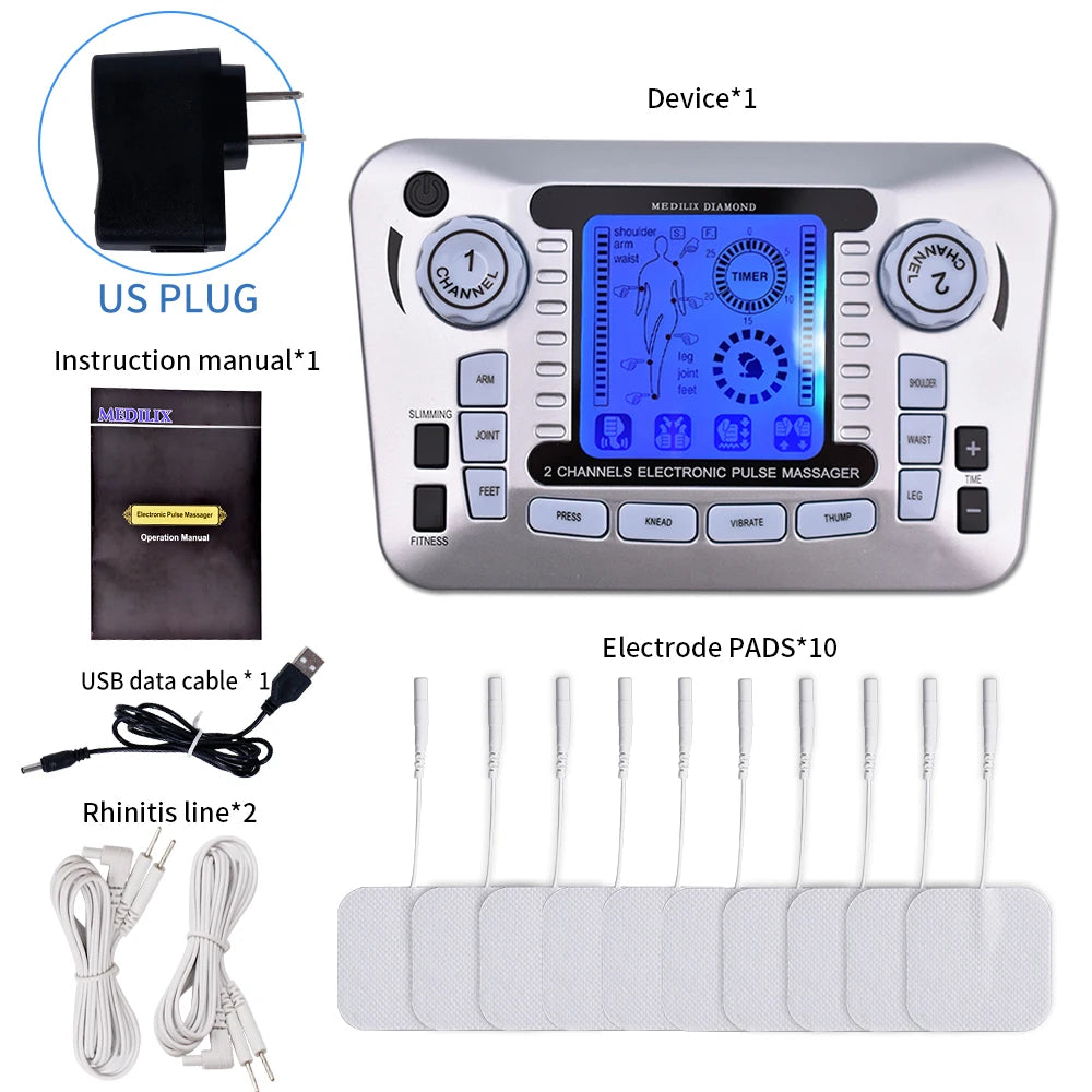 Tens Massager Ems Muscle Stimulator Acupuncture Electrical Pads Pulse Low Frequency Digital Massage Slimming Machine Full Body