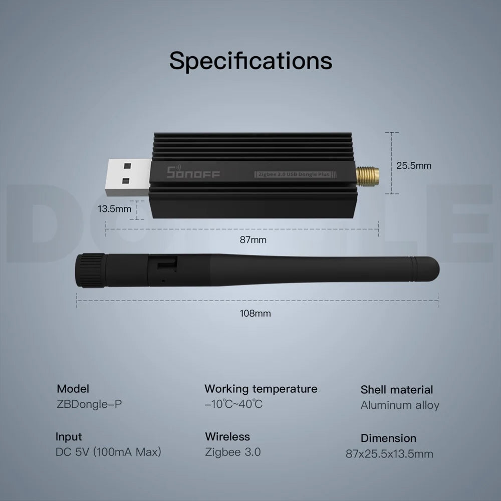 SONOFF ZBDongle Zigbee 3.0 USB Gateway ZBDongle Plus Universal via ZHA or Zigbee2MQTT Support Sonoff ZBMINI S26R2ZB SNZB Sensors