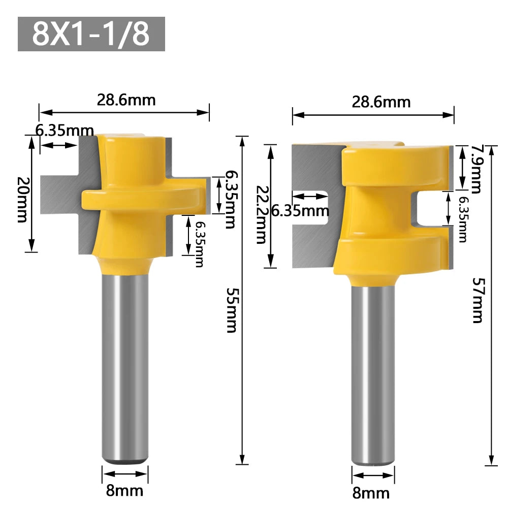 2pcs Mini Tongue & Groove Router Bit Set - 1/4" Shank Line knife Woodworking Tenon Cutter for Woodworking Tools