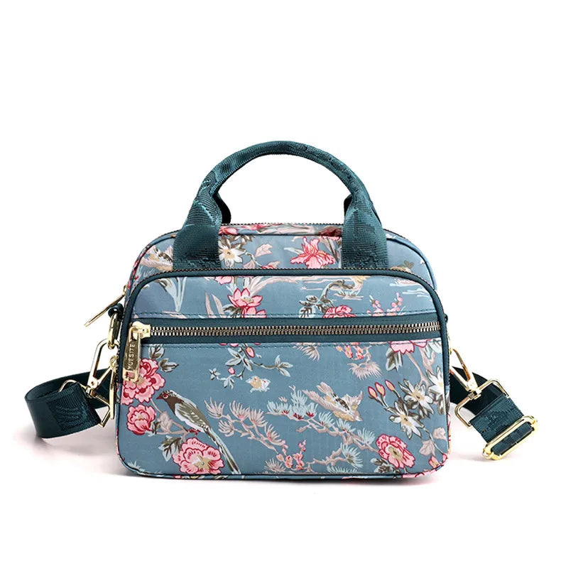 Small Printing Women Shoulder bag High Quality Female Messenger Bag Ladies Nylon portable Phone CrossBodyTote Bag Flower Purple