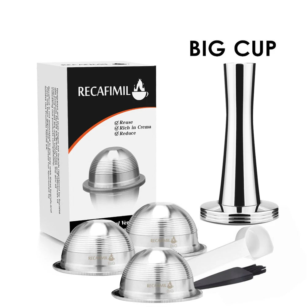 ICafilas Espresso Capsulas Recargables Nespresso Vertuoline & Vertuo Stainless Steel (G2) Refillable Capsule Reusable Filter ODS