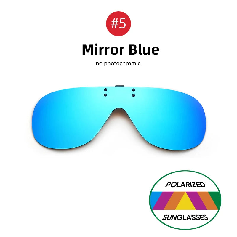 VIVIBEE Polarized Flip Up Clip On Sunglasses for Glasses Men Oversized Driving UV400 Mirror Red Fishing Night Vision Eyeglasses
