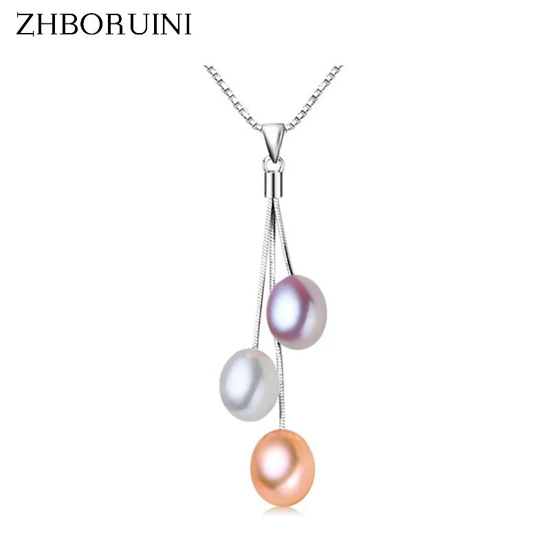 ZHBORUINI 2024 Fashion Pearl Necklace Pearl Jewelry Multicolour Natural Pearl Pendant 925 Sterling Silver Jewelry For Women Gift