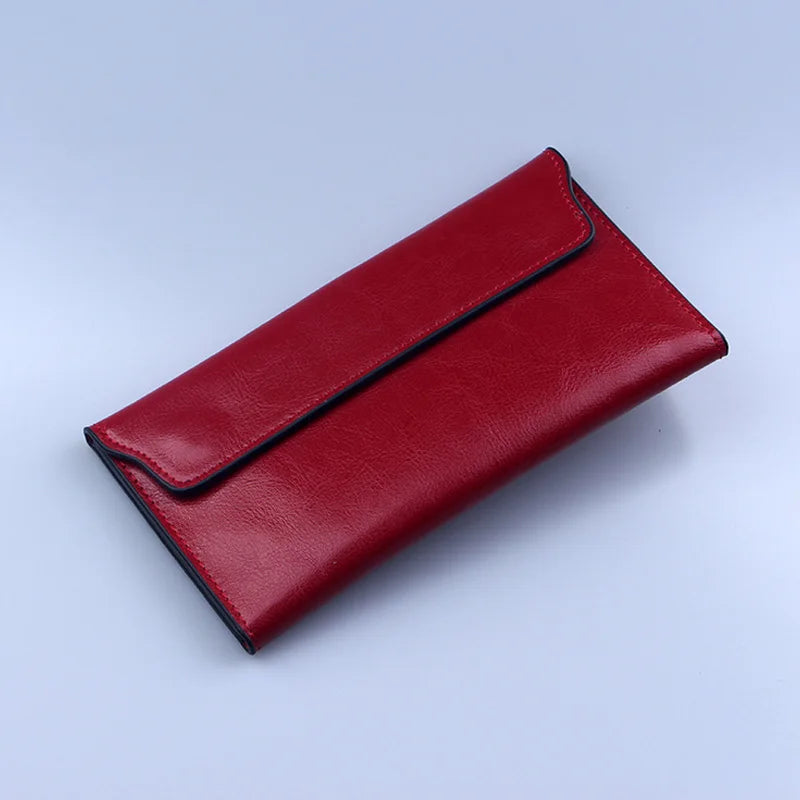NIGEDU Brand Genuine Leather Women Wallet Long Thin Purse Cowhide Multiple Cards Holder Clutch Bag Fashion Standard Wallet