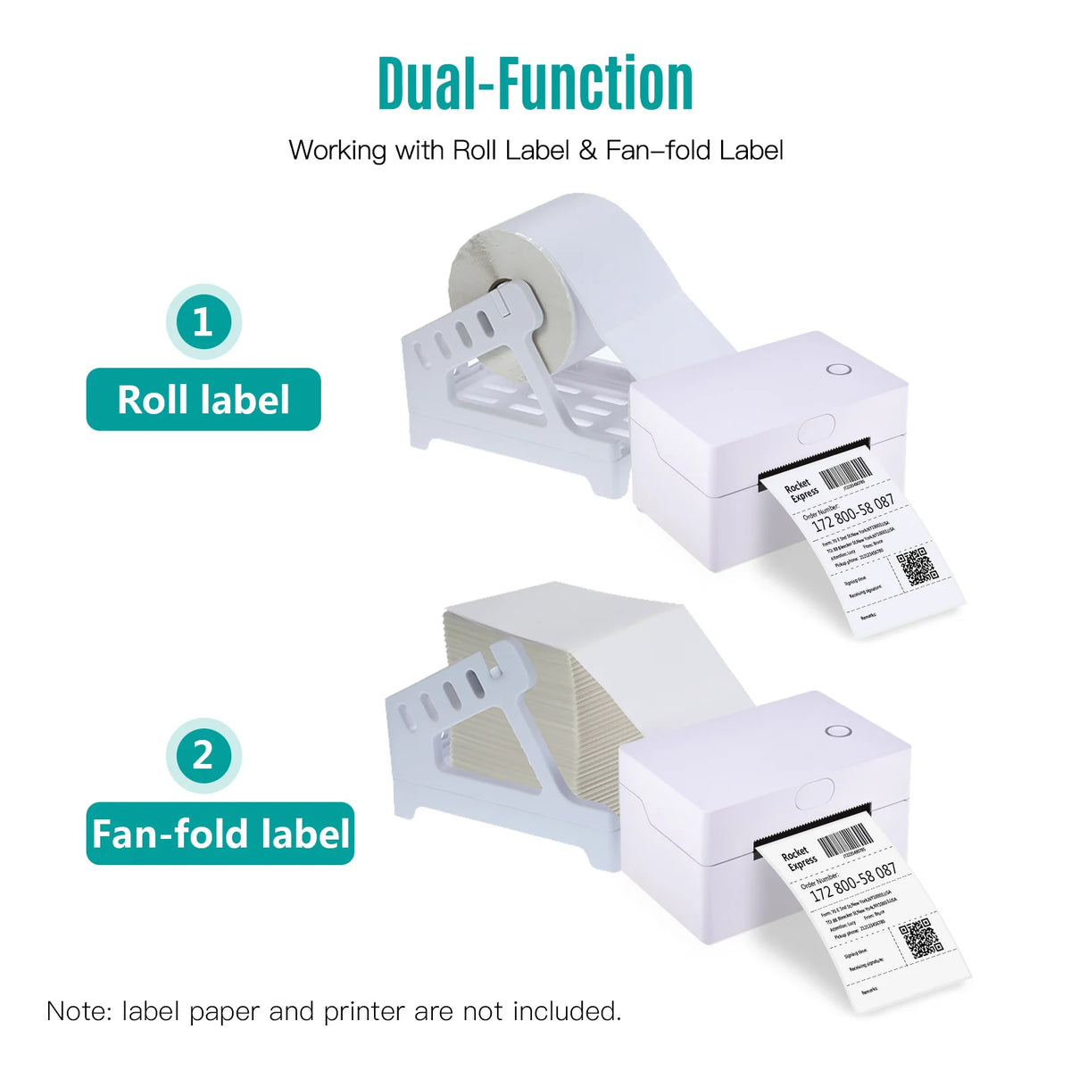 Label Holder for 4x6 Shipping Labels Printer Rolls and Fanfold Labels 2 in 1 Work for Desktop Themal Label Sticker