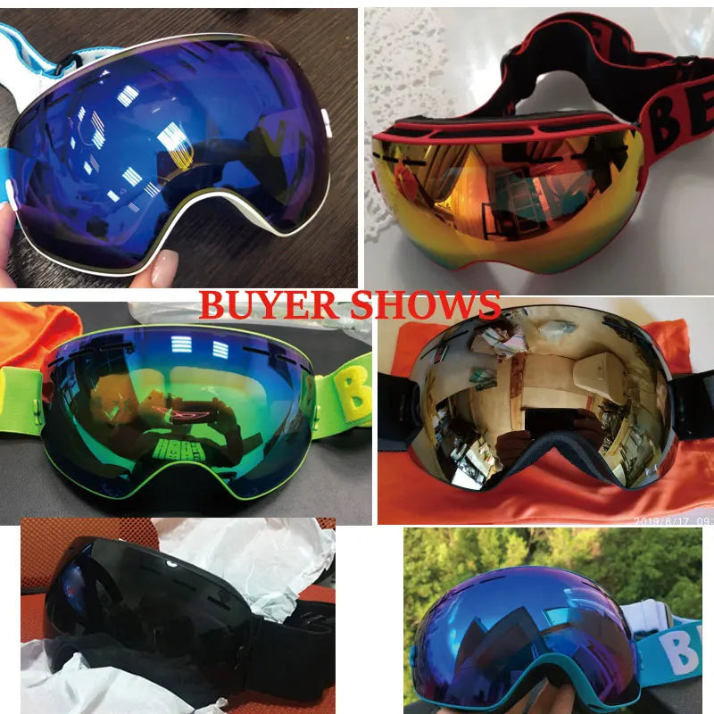UV400 Anti-fog Double Layers Ski Goggles Big Lens Ski Mask Glasses Skiing Snow Snowboard Eyewear Mirror Polarize Goggles for men