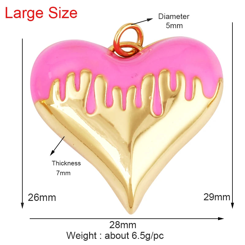 Enamel Flowing Heart Charm Pendant Valentine Gift,18K Real Gold Plated Colour,Necklace  Pendant for Handmade Jewelry Supply M92