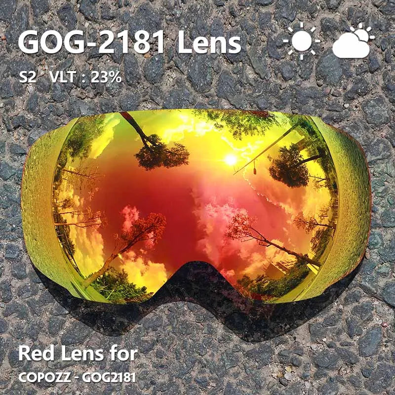 COPOZZ 2181 Magnetic Replacement Lens for Ski Goggles Anti-fog UV400 Spherical Ski Glasses Snowboard Goggles(Only Lens)