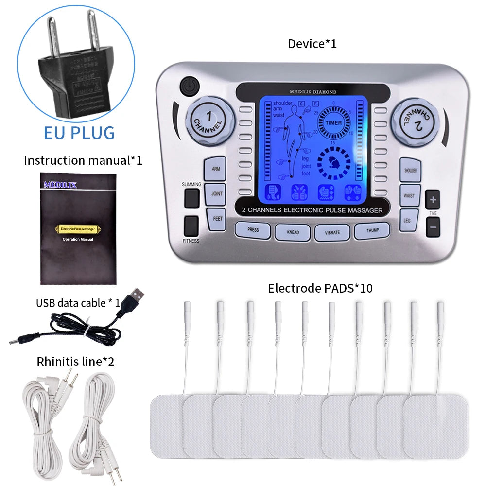 Tens Massager Ems Muscle Stimulator Acupuncture Electrical Pads Pulse Low Frequency Digital Massage Slimming Machine Full Body