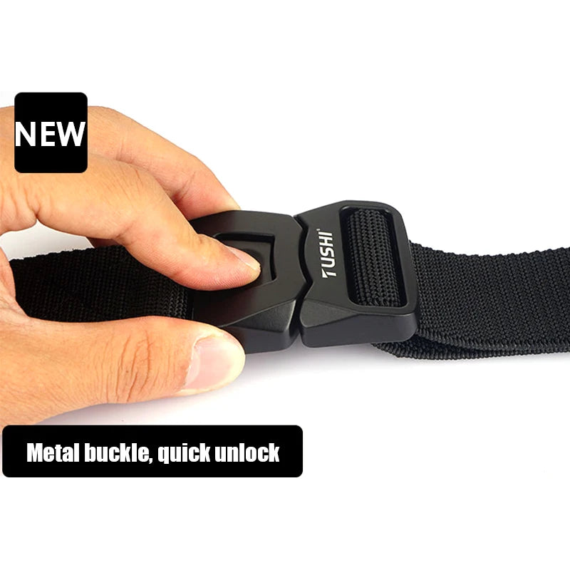 VATLTY New Men's Elastic Belt Matte Black Alloy Buckle Quick Release Tactical Outdoor Belt Military Army Girdles Male Waistband