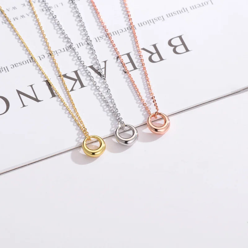 925 Sterling Silver Necklaces Women Fine Jewelry Wedding Accessories Geometric round Pendant Beads Necklace Wholesale