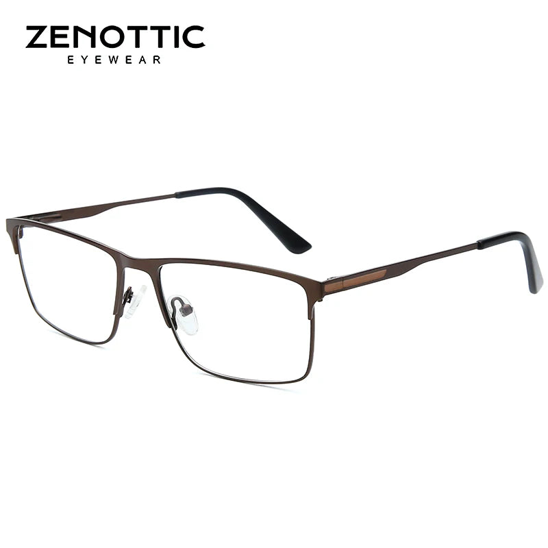 ZENOTTIC Alloy Prescription Glasses Men Square Anti Blue Light Progressive Eyeglasses High Quality Myopia Photochromic  Eyewear