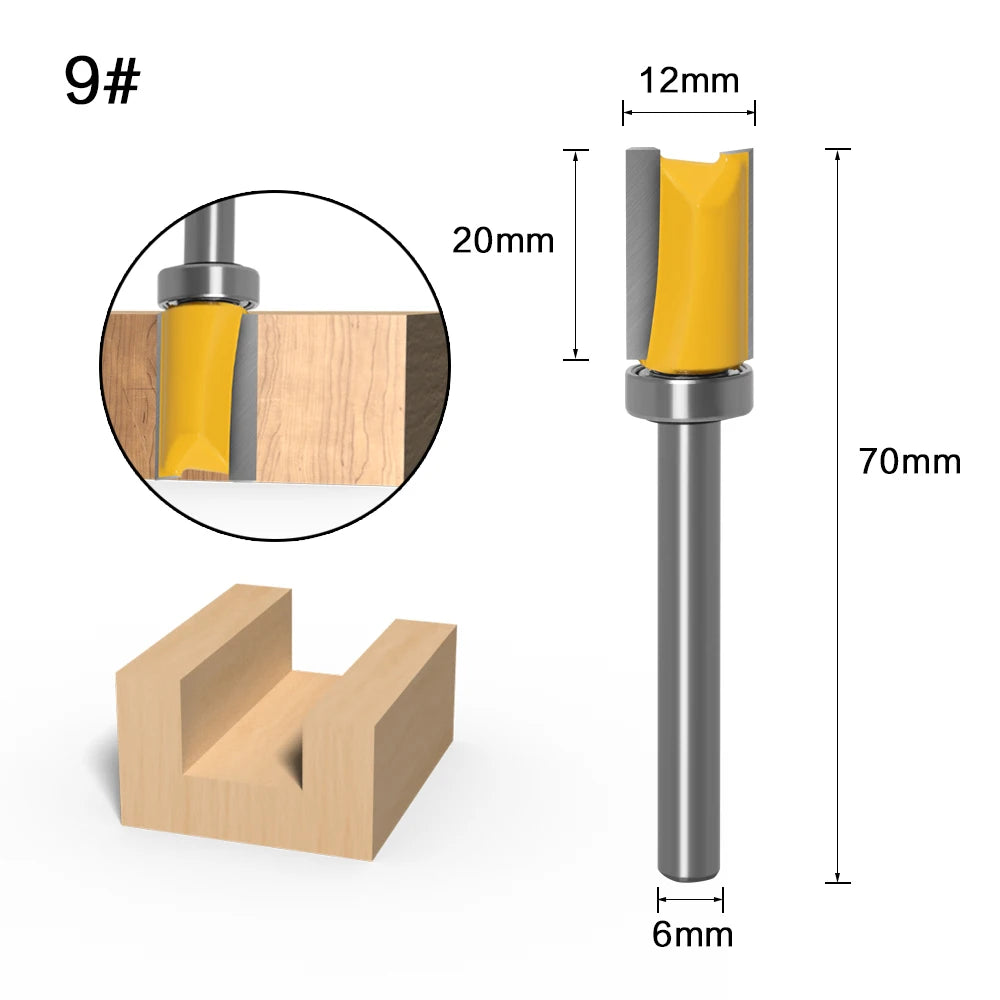1PC 6mm Shank Template Trim Hinge Mortising Router Bit Straight end mill trimmer cleaning flush trim Tenon Cutter forWoodworking