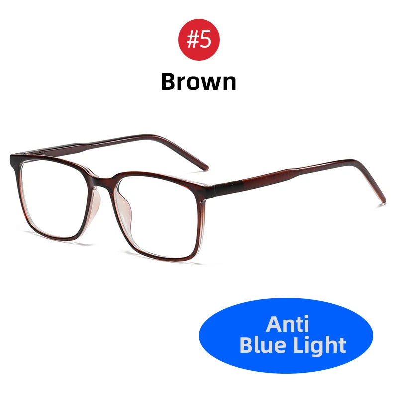 VIVIBEE Classic Square Blue Light Blocking Men Glasses Computer Gaming TR90 Black Anti Ray Eyeglasses Better Sleep Clear Eyewear