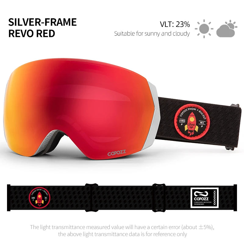 COPOZZ Ski Goggles Men Women UV400 Anti-fog Ski Eyewear Snow Glasses Adult Snowboard Goggle with Night Yellow Lens and Case Set