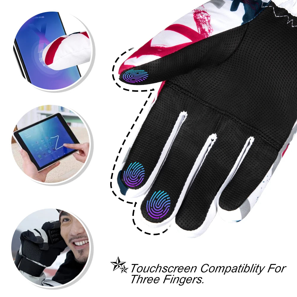 COPOZZ Men Women 3 Finger Touch Screen Ski Gloves Waterproof Winter Warm Snowboard Gloves Motorcycle Riding Snowmobile Gloves