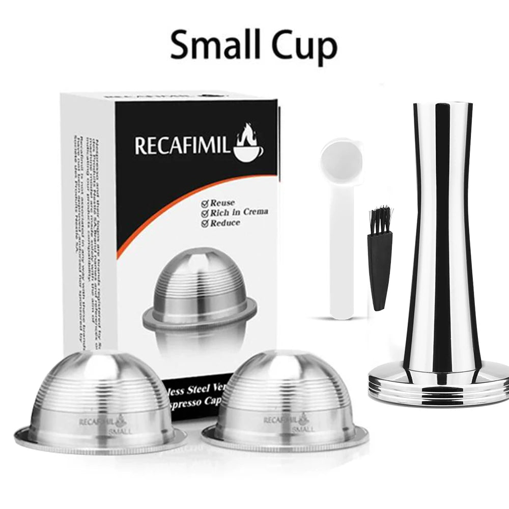 ICafilas Espresso Capsulas Recargables Nespresso Vertuoline & Vertuo Stainless Steel (G2) Refillable Capsule Reusable Filter ODS