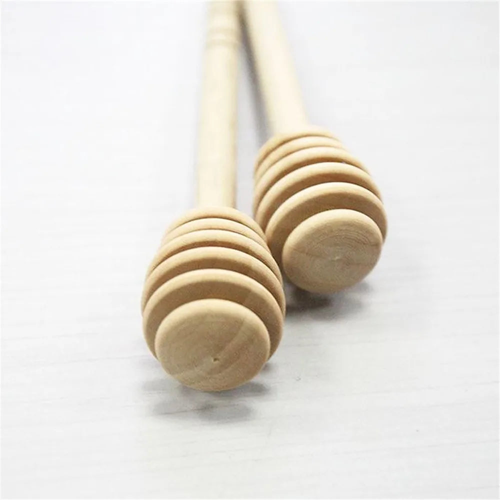 High Quality Honey Stir Bar Mixing Handle Jar Spoon Practical 1Pc Wood Dipper Honey Long Stick Supplies Honey Kitchen Tools