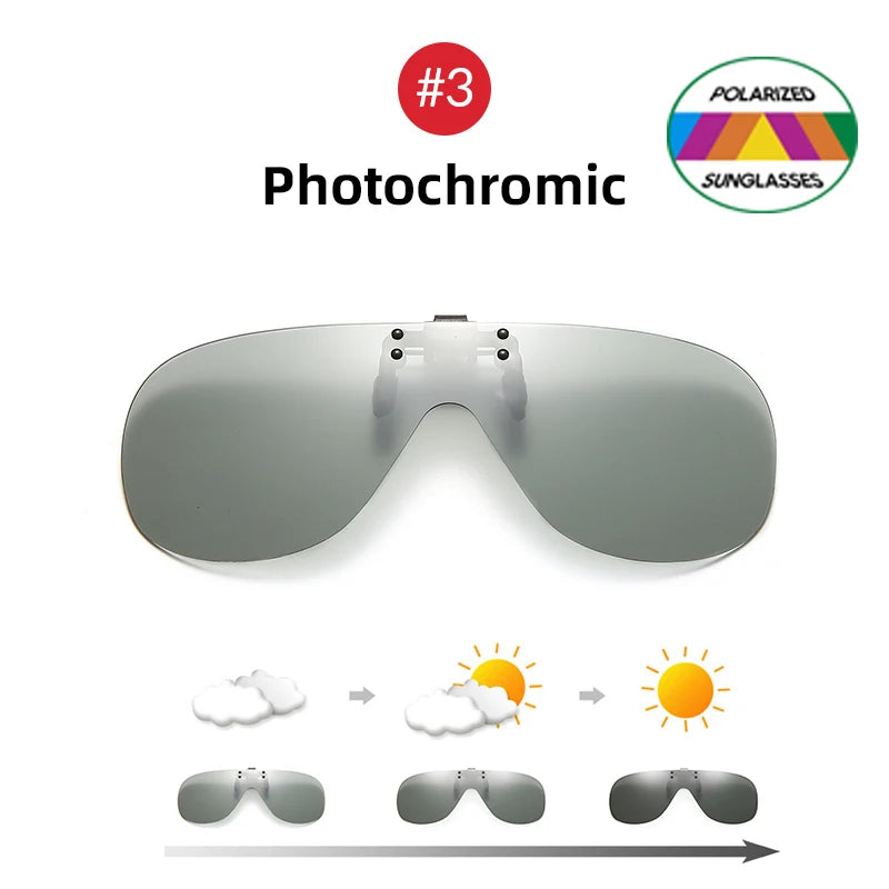 VIVIBEE Polarized Flip Up Clip On Sunglasses for Glasses Men Oversized Driving UV400 Mirror Red Fishing Night Vision Eyeglasses