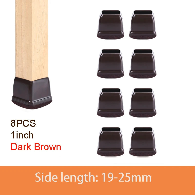 8PCS Thick Rubber Chair Leg Protector Covers Felt Bottom Furniture Pads Floor Protectors Caps to Reduce Noise And Prevent Scratc
