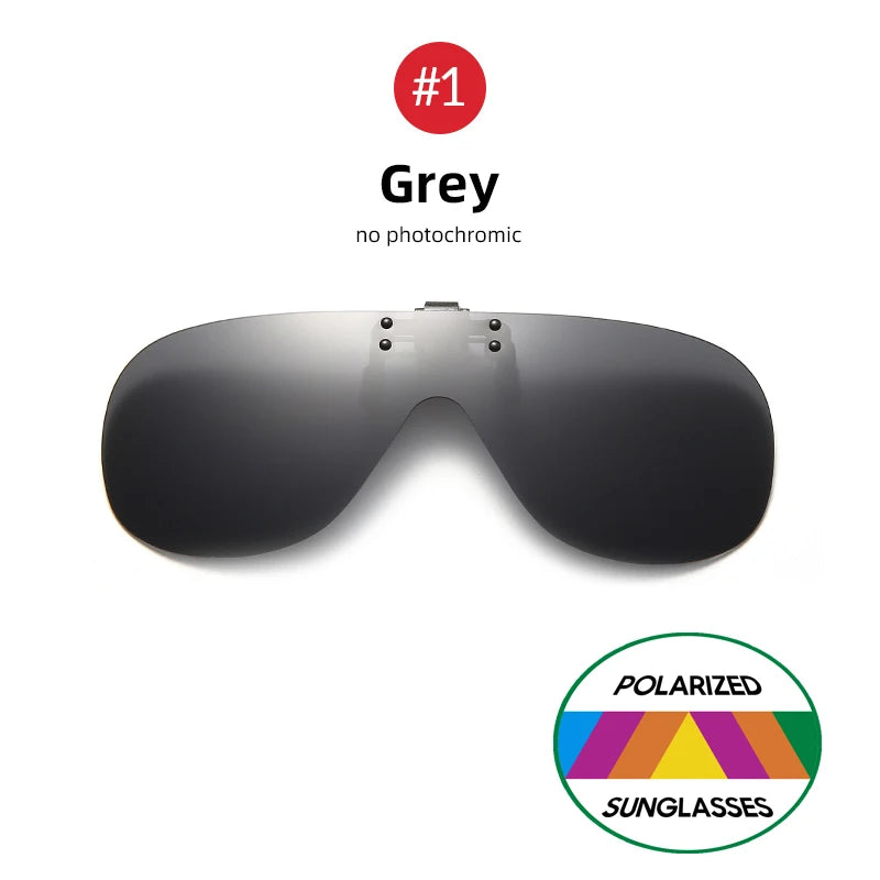 VIVIBEE Polarized Flip Up Clip On Sunglasses for Glasses Men Oversized Driving UV400 Mirror Red Fishing Night Vision Eyeglasses