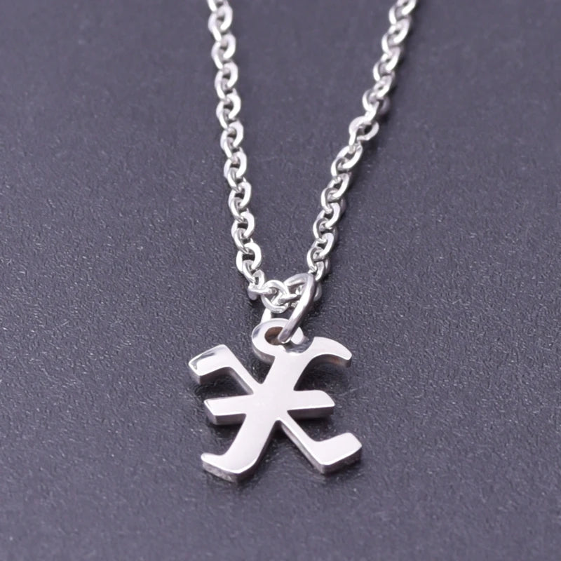 2pcs Stainless Steel Initial Necklace For Men Women Chain Old English Pendant 26 Letters Statement Necklaces Jewelry Couple Gift